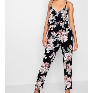 Strappy Floral Jumpsuit from Boohoo (Size small)